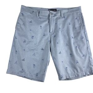 Travis Mathew Golf Shorts Men's Sz 38 Grey All Over‎ Print Casual Resort